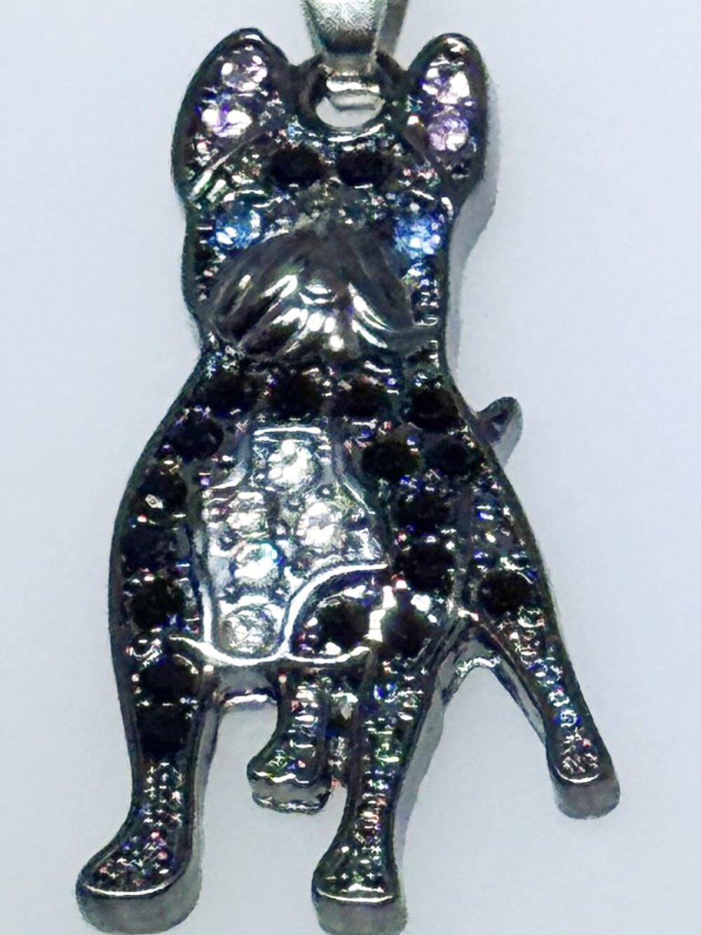 Pit Bull dog pendant necklace, all rhinestones, silver tone, NWOT